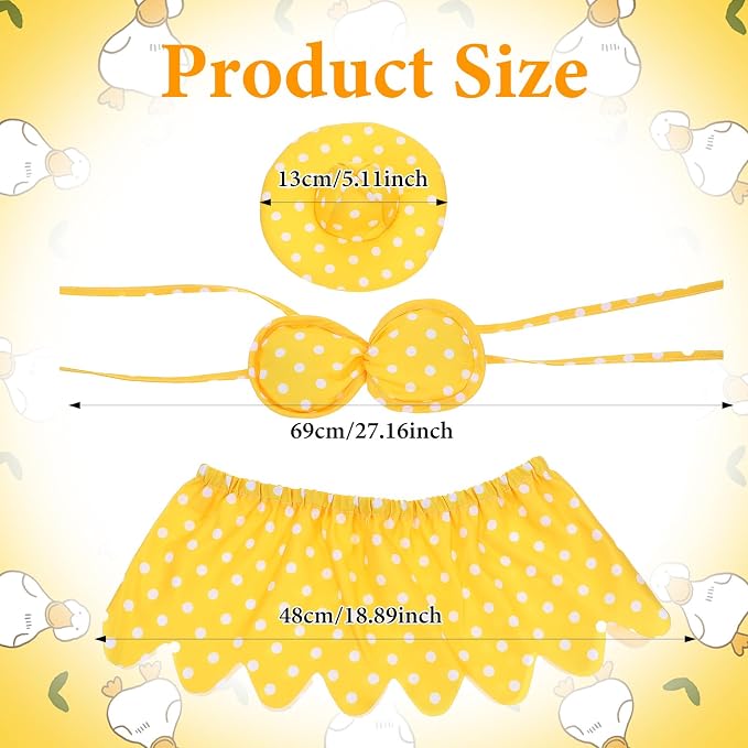 3Pcs Summer Porch Goose Outfit - Porch Goose Clothes | Yellow Polka Dot Porch Goose Bikini Outfit Set for 23 Inch Lawn Geese