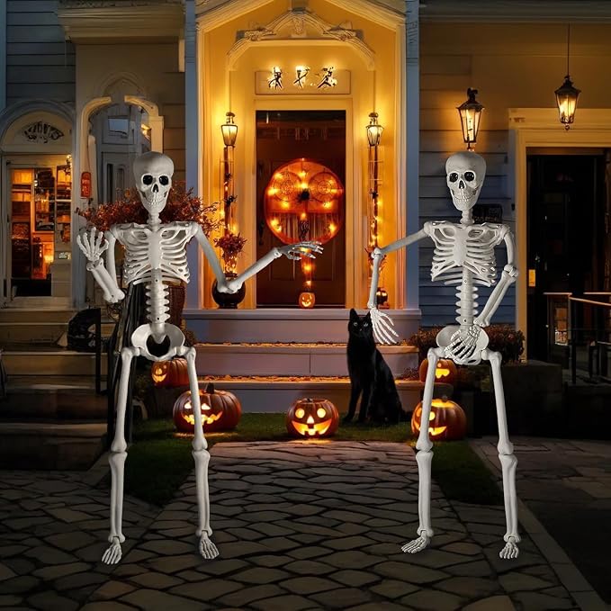 HBSTK 2Pack 36 Inches Pose-N-Stay Halloween Skeleton Life Size Full Body Posable Movable Jonints for Halloween Decoration Decor
