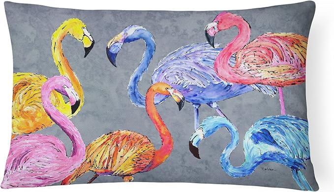 Caroline's Treasures 8871PW1216 Flamingo Six Senses Canvas Fabric Decorative Pillow Machine Washable, Indoor Outdoor Decorative Pillow for Couch, Bed or Patio, 12HX16W