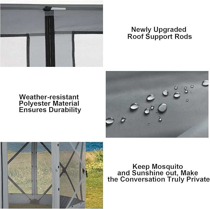 COBIZI 12x12 FT Pop Up Canopy Stargazing Tent, Gazebos On Clearance with Removable Roof, Screened in Gazebo, Screen Tents Portable carpas para Patio for Outdoor Camping,Backyard, Garden, Grey(Pro)