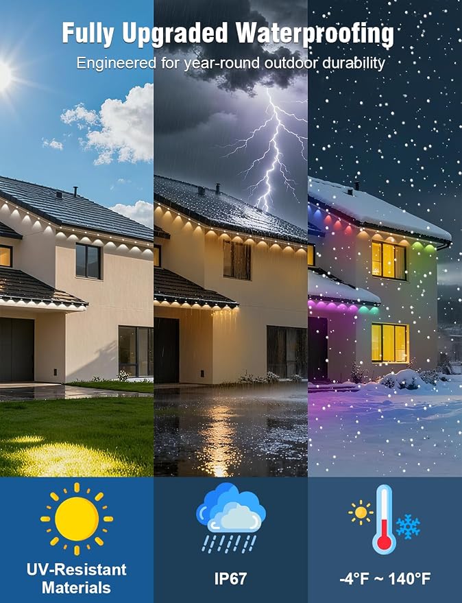 Permanent Outdoor Lights 150FT RGBIC LED Smart LED Lights, App/Remote Control IP68 Waterproof for Holiday Decor, 50 Scene Modes, DIY Lights Lighting Timing for Christmas Halloween Party M2