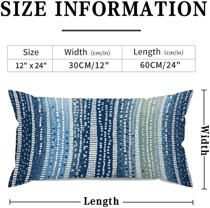 Antelope Aqua Animal Lumbar Support Pillow Case White Blue Animal Strip Throw Pillow Cover Modern Farmhouse Decor Pillow for for Sofa Couch Bed Chair Indoor 12x24in