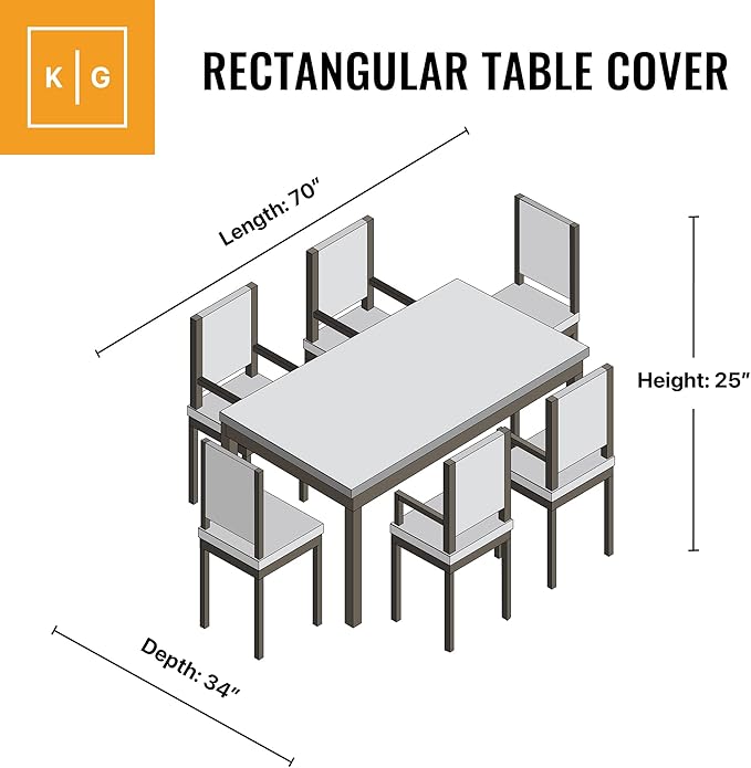 KHOMO GEAR Heavy Duty Outdoor Furniture Cover - Waterproof Square & Rectangular Covers with Air Vents - UV Resistant Polyester Patio Garden Cover - for Ottoman, Tables, Coffee Side Tables and Others