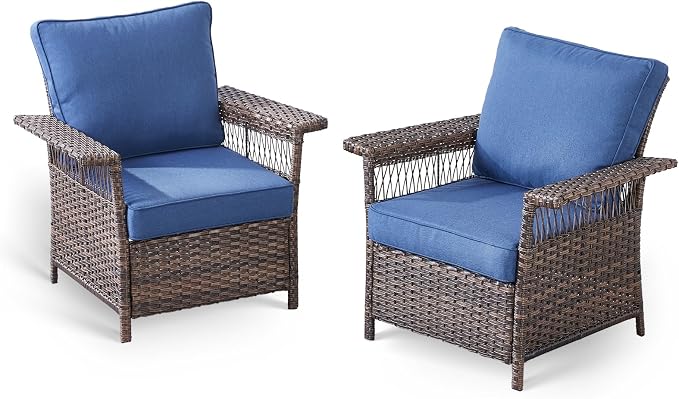 Patio Furniture Set with Fire Pit Table, 6PCS Patio Conversation Set Brown Resin Wicker Patio Chair Sofa Ottoman with 41in Rectangular Outdoor Fire Table PE Rattan Furniture Set