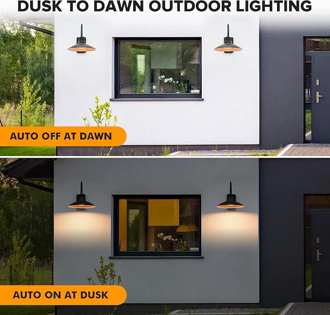 LUTEC Dusk to Dawn Wall Sconces Outdoor Gooseneck LED Barn Light Exterior Porch Wall Lighting Fixture, Anti-Rust Waterproof Vintage Wall Mount for House, Patio, Farmhouse, Garage