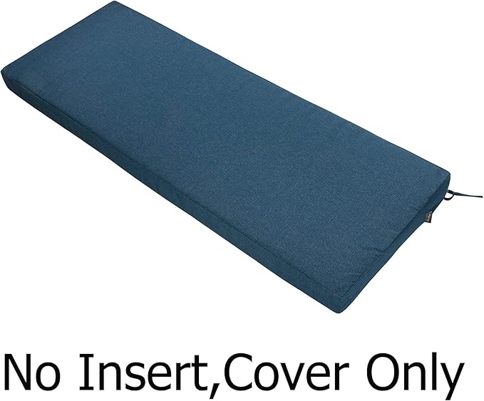 FUNHOME Outdoor Bench Cushion Cover 45 x18 x 3 inch,Water Resistant Cover with Zipper&Ties,Fade-Resistant Slipcover,Patio Porch Swing Cushion Cover Replacement Only,No Insert(Denim Blue)