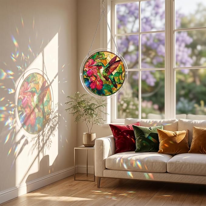 Acrylic Puzzles Sun Catcher Window Hanging, 7.5 Inch Sun Catcher Puzzle Kit for Garden Decoration DIY Acrylic Puzzle Kit Sun Catcher for Women Men Mom Birthday Gift Home Decor (Dragonfly)