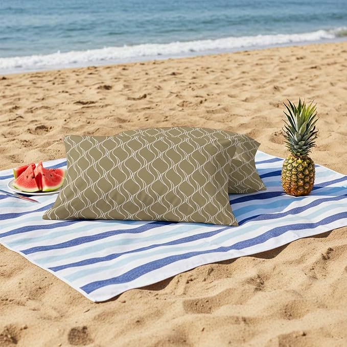 Brown Stripes Outdoor Pillow Covers 20x12 Inch Lumbar Pillow Covers Set of 2 Waterproof Decorative Throw Pillow Cases Simple Geometric Modern Monochrome Cushion Covers for Patio Furniture Garden Couch