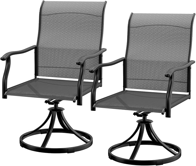 LEVELEVE 2-Piece Swivel Dining Chairs, Outdoor Patio Bistro Chairs for Lawn, Garden, Deck, Backyard & Porch (Matching Series for 5-Piece Set)
