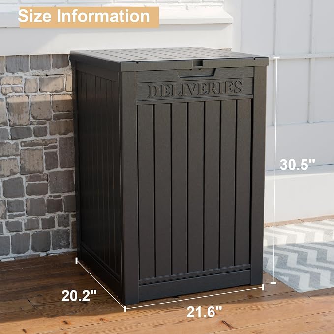 Large Package Delivery Boxes for Outside Waterproof Parcel Drop Storage Box UV Resistant Resin Lockable Secure for Outdoor Porch Patio (Beige)