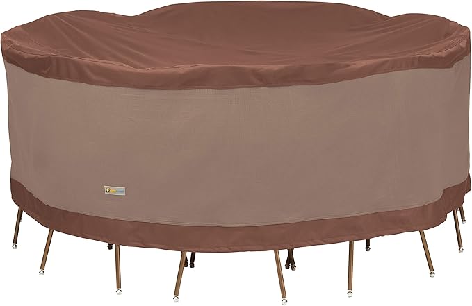 DUCKCOVERS Ultimate Waterproof Round Patio Table & Chair Set Cover, 108 Inch
