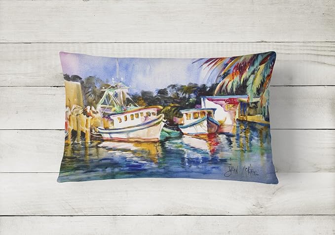 Caroline's Treasures JMK1045PW1216 Fly Creek Fish Market Canvas Fabric Decorative Pillow Machine Washable, Indoor Outdoor Decorative Pillow for Couch, Bed or Patio, 12HX16W