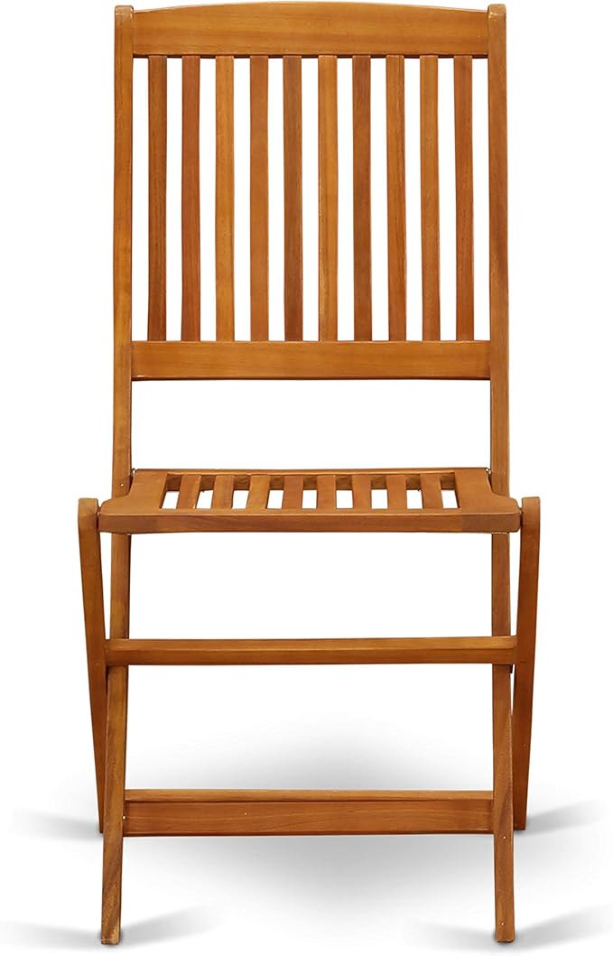 East West Furniture DECM92CANA 9 Piece Patio Garden Table Set Includes a Rectangle Outdoor Acacia Wood Dining Table and 2 Folding Arm Chairs with 6 Side Chairs, 40x72 Inch, Natural Oil