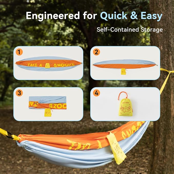 Morning Deer Double Portable Hammock | with Tree Straps, 450lbs Capacity, Camping Hammock, Camping Essentials Gear, Perfect for Outside Hiking Beach Backpack