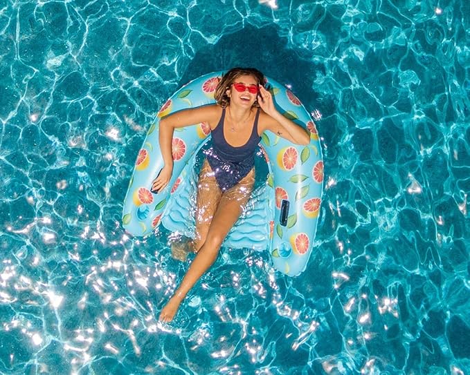 PoolCandy Grapefruit Print Inflatable Pool Floats, Loungers, Sun Chairs & Sunning Pools