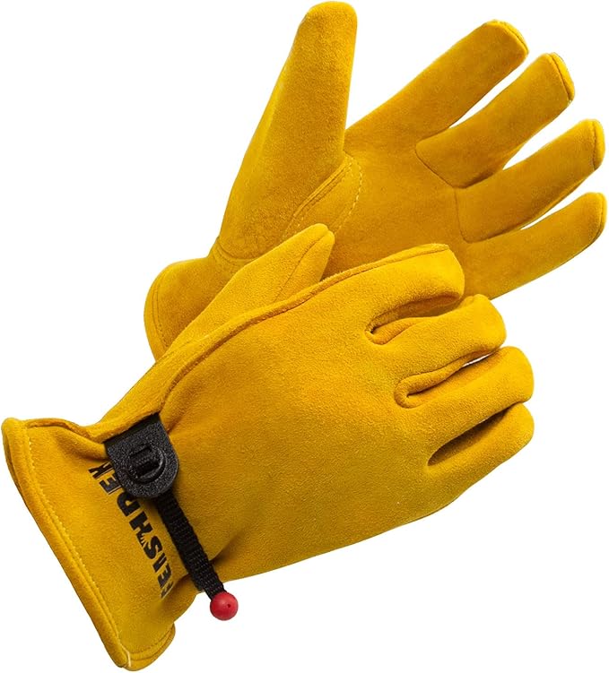 Kids Work Gloves Age 2-14, Soft Deerskin Suede Leather(Age 2-4, S) | Adjustable Band, Durable, Flexible Toddler Youth Genuine Leather Gloves for Kids Yard Work, Working, Gardening for Children