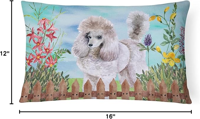 Caroline's Treasures CK1227PW1216 Poodle Spring Canvas Fabric Decorative Pillow Machine Washable, Indoor Outdoor Decorative Pillow for Couch, Bed or Patio, 12HX16W