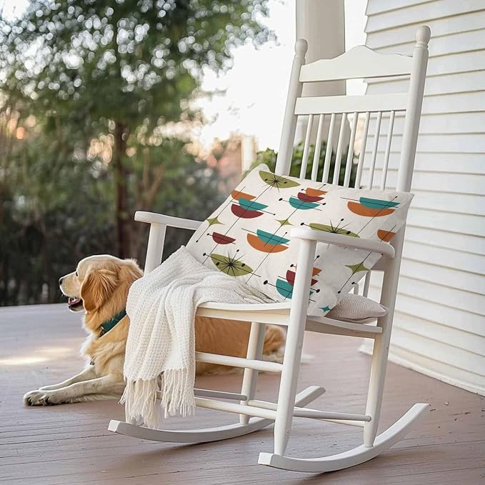 Vandarllin Outdoor Throw Pillows Covers 20x12 inch Set of 2 Waterproof Boho Mid Century Decorative Zippered Cushion Covers for Patio Furniture, Turquoise Orange Geometric Abstract Lumbar Pillowcases