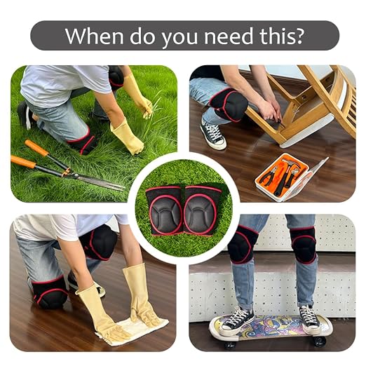 Knee Pads for Athletic Use,Gardening,Flooring - Thick EVA Foam Cushion, Non-Slip Silicone & Adjustable Straps (S/M/L), Breathable Unisex Garden Kneeling Pad with Extended Comfort