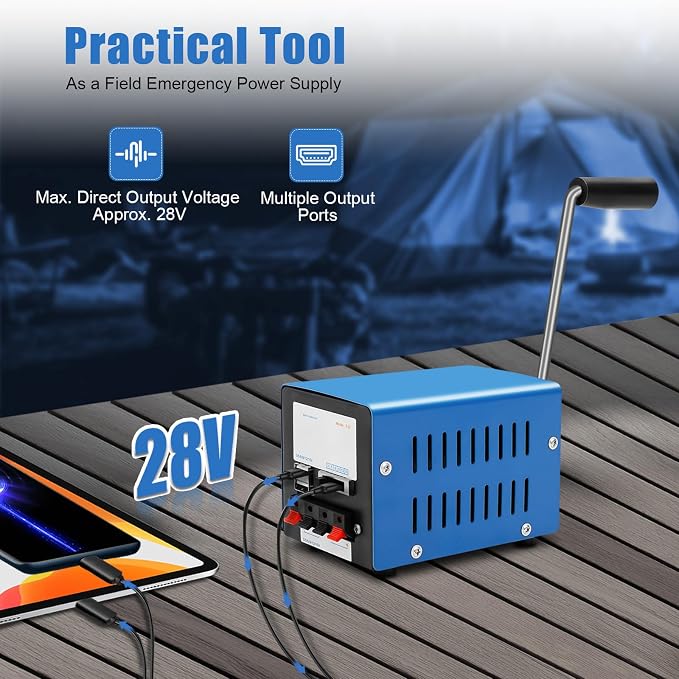 20W Hand Crank Generator, Manual Crank Generator, Portable Generators Manual Power, Emergency USB Charger for Outdoor Travel Camping Hiking Survival Activities