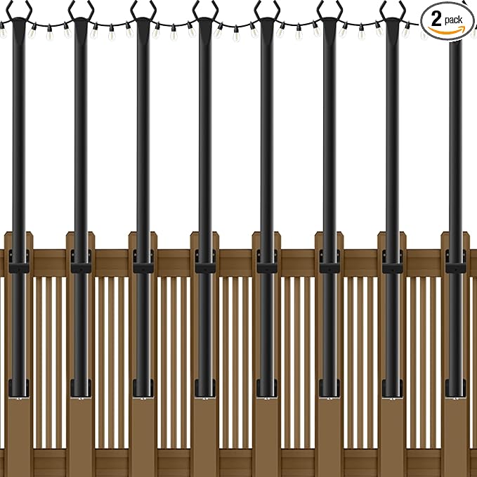 NUERPO 8 Pack String Light Poles,5Ft Metal Poles for Outdoor String Lights,Outdoor Light Poles with Post,Poles/Stand for Outside,Patio,Deck,Backyard,Garden Wedding,Party