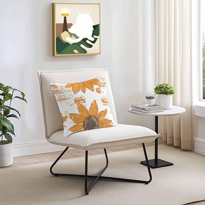 Vandarllin Outdoor Throw Pillows Covers 18x18 inch Set of 2 Waterproof Orange Sunflower Decorative Zippered Cushion Covers for Patio Furniture, Flower Field Lumbar Pillowcases