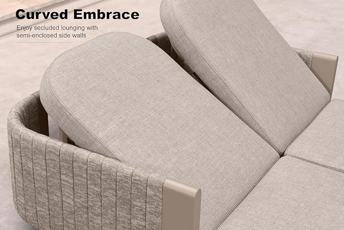 PURPLE LEAF Patio Furniture Set with 2-Person Chaise Lounge 9 Pieces Outdoor Conversation Sets Patio Sofa with Cushions and Coffee Table Deep Seating Furniture for Porch Lawn Backyard Beige