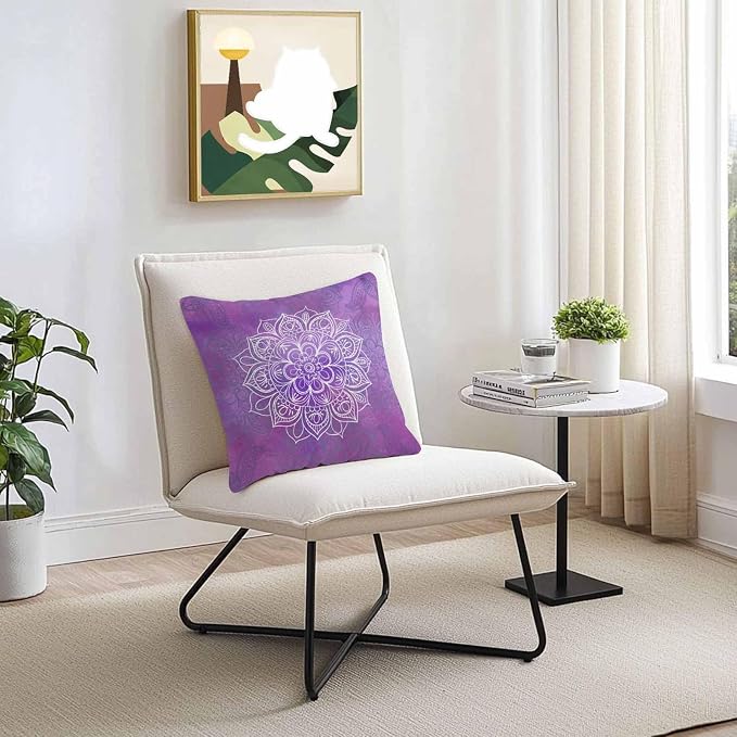 Vandarllin Outdoor Throw Pillows Covers 20x20 inch Set of 2 Waterproof Purple Boho Floral Decorative Zippered Cushion Covers for Patio Furniture, Bohemian Flower Lumbar Pillowcases