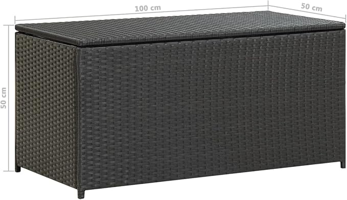 ZEYUAN Patio Storage Box Deck Storage Box Outdoor Storage Cabinet Waterproof Storage Containers Storage Outdoor Poly Rattan 39.3"x19.6"x19.6" Black