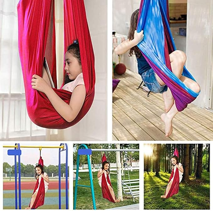 Indoor Sensory Swing Chair Adjustable Yoga Hammock Child Cuddle Swing for Kids Or Adults Autism ADHD AspergersTherapy (Color : Purple, Size : 100 x 280 cm)