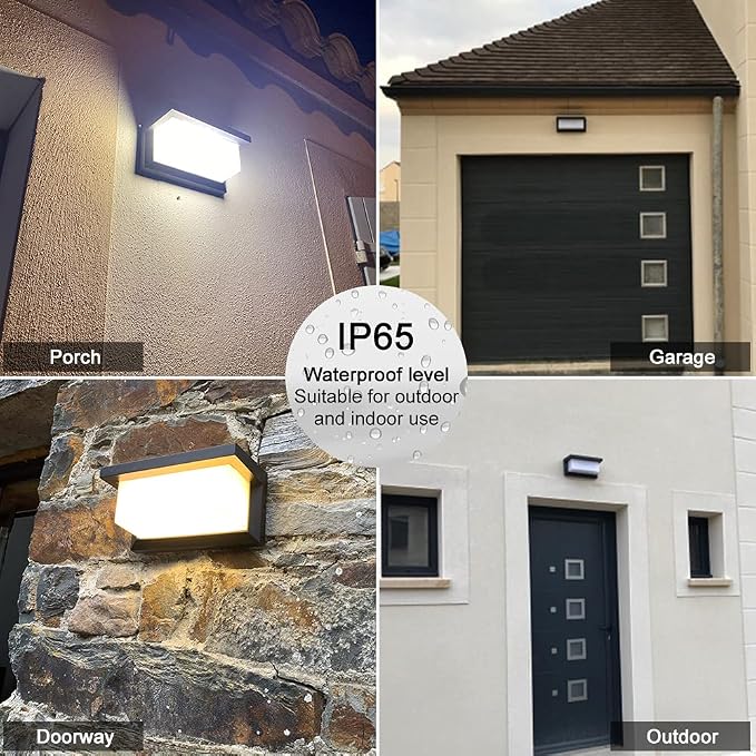 Exterior Light Fixture,2Packs Outdoor Wall Light Fixture,LED Wall Sconce 3-Color-Changeable Wall Mounted Lamps,Matte Black Porch&Patio Light Outdoor,IP65 Waterproof for Hallway Stairs Gardens