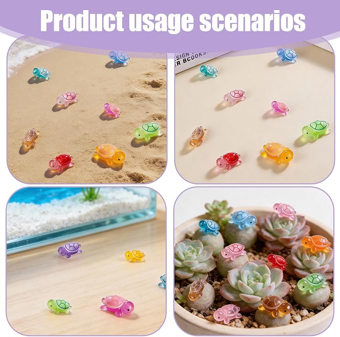 40PCS Mini Resin Turtles, Small Colorful Turtle Figurines Bulk Set | Tiny Resin Animals for Ocean Theme Party Decor, DIY Crafts, Cake Toppers (10 Vibrant Colors)