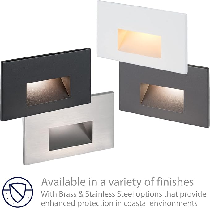 WAC Landscape Lighting, LEDme 120V LED Horizontal Indoor and Outdoor Step and Wall Light Amber 1800K LED in Stainless Steel