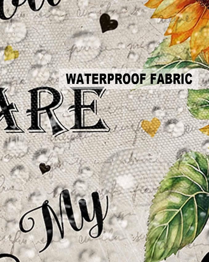 Sunflower Outdoor Waterproof Throw Pillow Covers 18"x18" Set of 2, Sunflower Bee Old Newspaper Background Decorative Garden Pillowcase with Zipper Retro Farmhouse Cushion Case for Patio Couch Tent