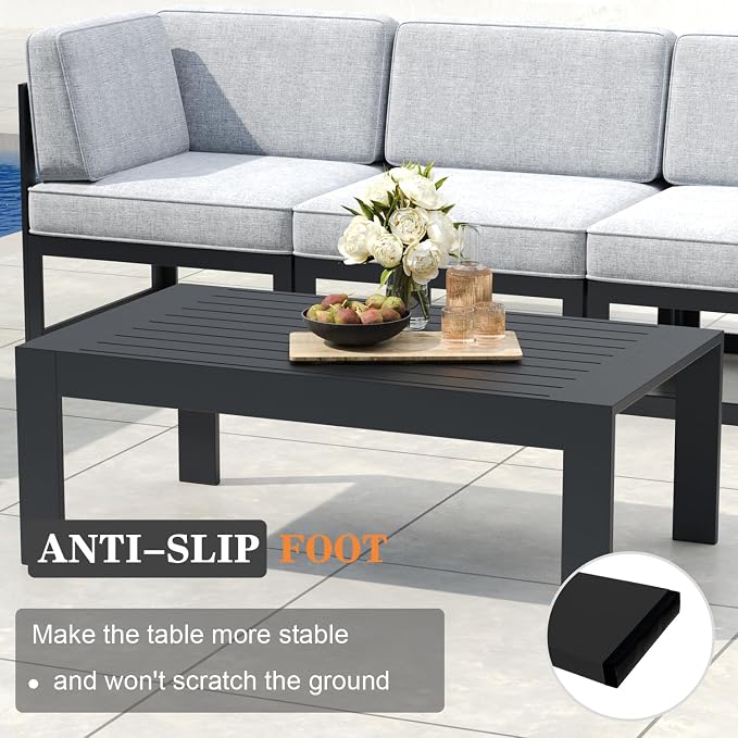 11 Pieces Aluminum Patio Furniture Set with Coffee Table, Metal Outdoor Conversation Sofa Set witVah Seating Cushions