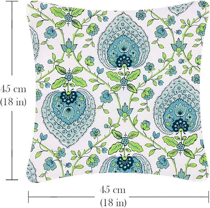 Outdoor Waterproof Decorative Throw Pillow Cover for Patio Furniture, 18x18 Inch Fade Resistant Patio Garden Cushion Cover for Couch Bed Sofa, Floral Blue