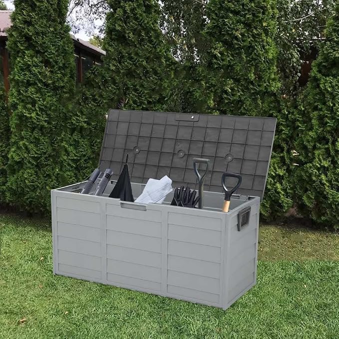 75 Gallon Outdoor Storage Box Rattan Garden Cushion Organizer Patio Deck Cabinet