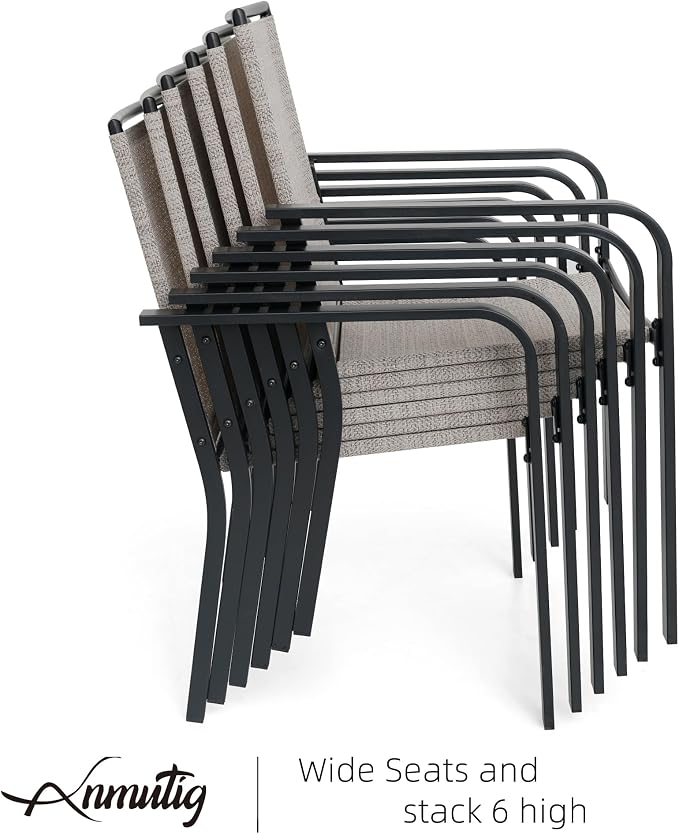 Patio 27.5" Square Table, Red Stacking Chairs Outdoor Small Dining Set of 3 | Stackable Chairs, Metal Square Table, Slat Table Top, 2 Person Use, All Weather, Textilene fabric Seat and Back