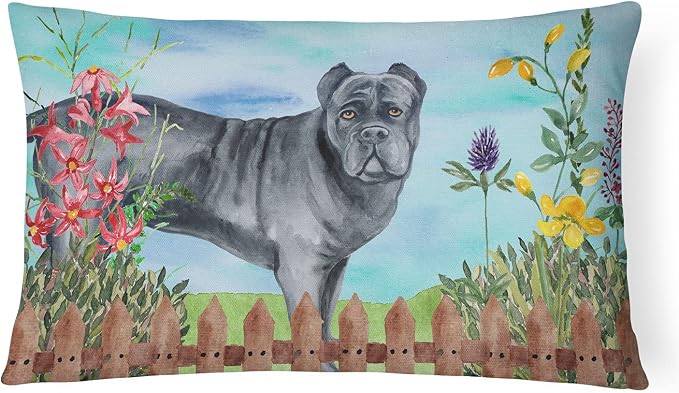 Caroline's Treasures CK1256PW1216 Cane Corso Spring Canvas Fabric Decorative Pillow Machine Washable, Indoor Outdoor Decorative Pillow for Couch, Bed or Patio, 12HX16W