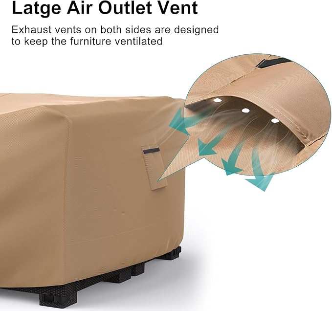 Patio Furniture Set Cover Waterproof, Heavy Duty Furniture Covers for Outdoor Sectional Sofa Set Wicker Rattan Table Chair Rectangular,138"L×86"W×28"H,Brown