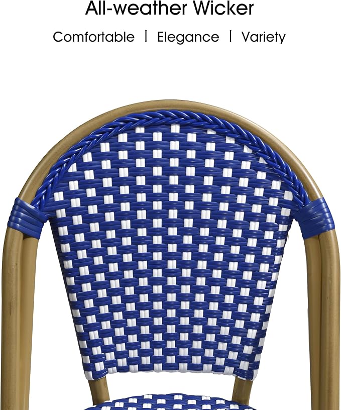 PURPLE LEAF 7 Pieces Outdoor Dining Set Patio Furniture Set with Large Aluminum Table and French Bistro Chairs for Garden Backyard Deep Blue Patio Dining Set