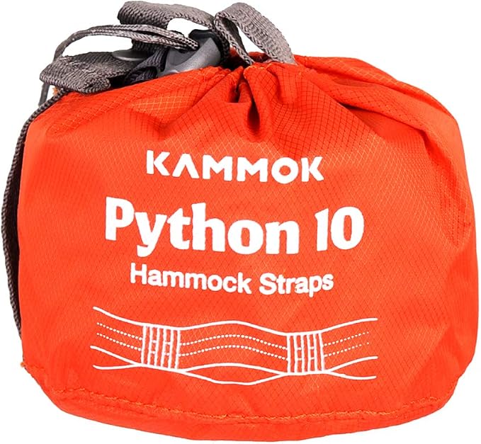 KAMMOK: Roo Double Hammock +Python 10' Bundle | Our Bestselling Hammock & Tree Friendly Straps | 100% Recycled Water Resistant Ripstop Fabric | Lifetime Adventure Grade Warranty, Ember Orange