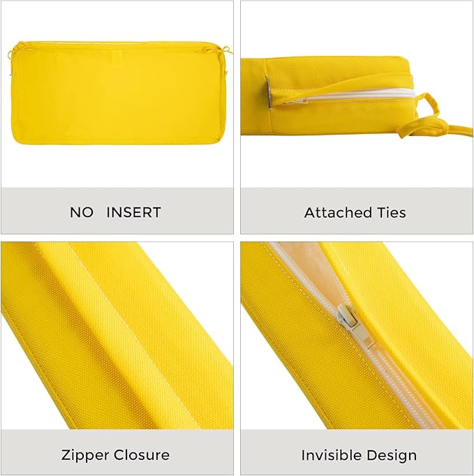 FUNHOME Outdoor Bench Cushion Cover 54 x18 x 3 inch,Water Resistant Cover with Zipper&Ties,Fade-Resistant Slipcover,Patio Porch Swing Cushion Cover Replacement Only,No Insert(Yellow)