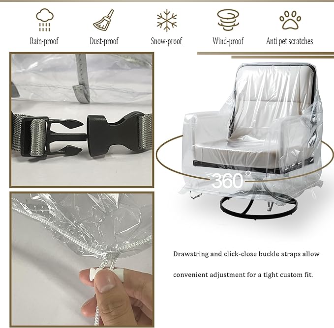 Outdoor Swivel Lounge Chair Cover, Waterproof Heavy Duty Outdoor Chair Covers, Patio Rocking Chair Covers for Furniture (2Pack-39'' L x 37'' D x 38'' H)