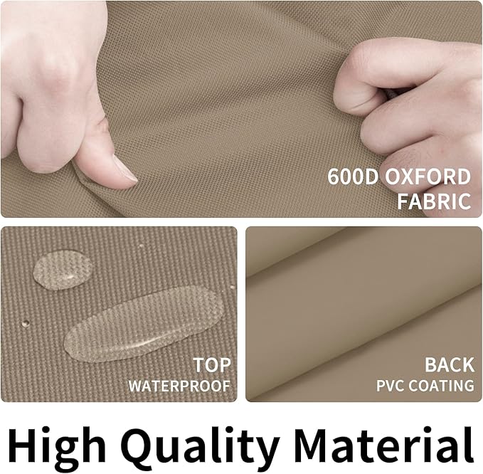 Easy-Going 600D Heavy Duty Round Patio Furniture Cover, Outdoor Table and Chair Set Cover, Waterproof Outdoor Sectional Furniture Set Cover (62" DIAx 28" H, Camel)