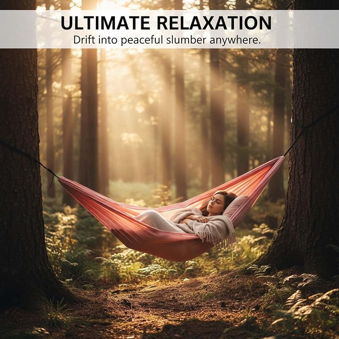 Outdoor Hanging Hammock for Adults, Foldable Travel Hammock with Lightweight Rope and Easy Installation, Perfect for Garden, Patio, Camping Trips, Relax and Enjoy Comfort Anywhere