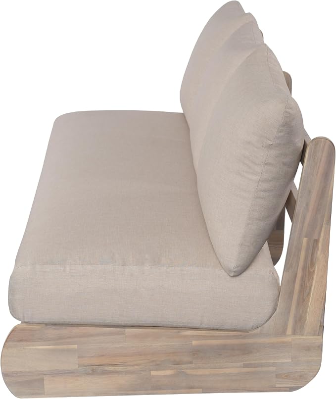 Christopher Knight Home Poppy 2 Piece Patio Conversation Set with Cushion, Acacia Wood 6 Seater Outdoor Sofa Chat Set, Outdoor Sectional Sofa Set of 2 for Patio Furniture Set, Antique Grey+Grey