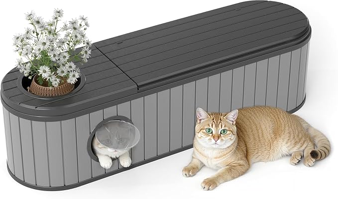 60 Gallon Storage Bench Deck Box Resin Patio Furniture with Armrest, Waterproof and UV Resistant Lockable for Patio Furniture, Garden Decor and Outdoor Seating for Cushions, Garden Tools