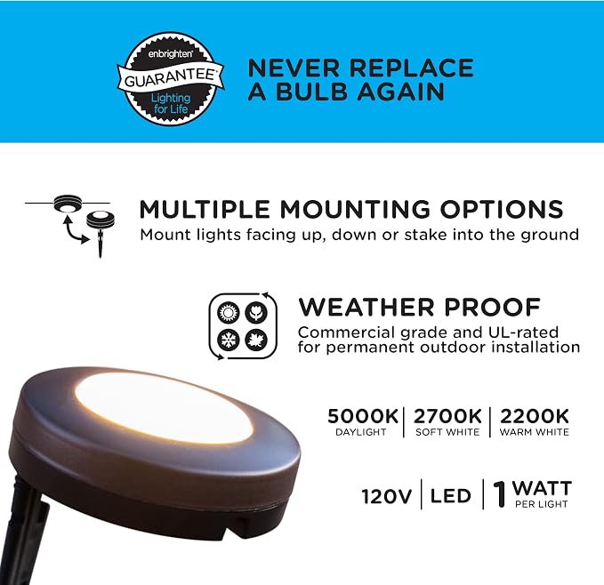 Enbrighten LED Ground Lights Outdoor 40ft | Color Changing | Remote Control | Path Lighting | Pack of 2