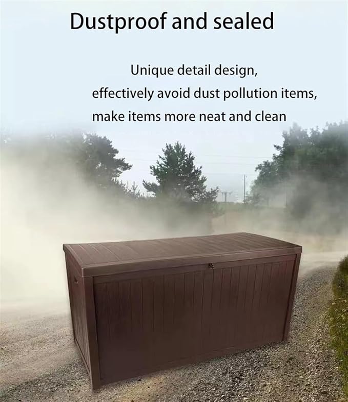 Outdoor Storage Box - Lockable Garden Rooftop Organizer, Patio Balcony Tool Box, Durable End Table Storage Cabinet,Brown